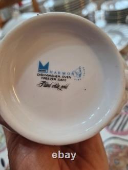 51 Piece Dinning Set. Harmony Bone China set with Gold rim around each iteam