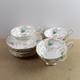 5 Grosvenor Emerald Cups & Saucers Bone China England Vgc Green Gold Leaves