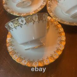 5 Royal Crown Derby HERALDIC Gold Cup and Saucers Sets