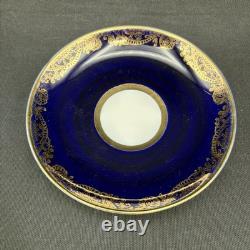 5 Vtg Lomonosov LFZ Russian USSR Cobalt Blue Gold Gilt Tea Cups & Saucers