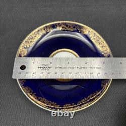 5 Vtg Lomonosov LFZ Russian USSR Cobalt Blue Gold Gilt Tea Cups & Saucers