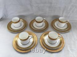 5 Wedgwood Ascot pattern Coffee Can Trio's Cup, Saucer and Plate
