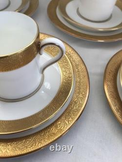 5 Wedgwood Ascot pattern Coffee Can Trio's Cup, Saucer and Plate