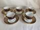 5 X Minton T Goode & Co Cobalt Blue & Gold Coffee Cups & Saucers