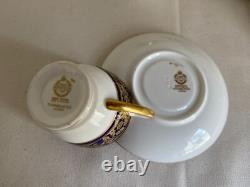 5 x Minton T Goode & Co Cobalt Blue & Gold Coffee Cups & Saucers