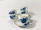 5x Royal Copenhagen Blue Flower 1870 Gold Rim Coffee Cups & Saucers Set
