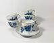 5x Royal Copenhagen Blue Flower 1870 Gold Rim Coffee Cups & Saucers Set
