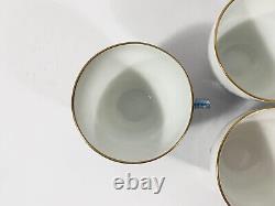 5x Royal Copenhagen Blue Flower 1870 Gold Rim Coffee Cups & Saucers Set