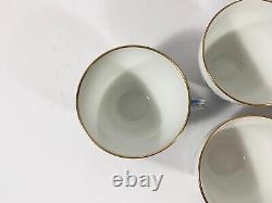 5x Royal Copenhagen Blue Flower 1870 Gold Rim Coffee Cups & Saucers Set