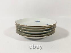 5x Royal Copenhagen Blue Flower 1870 Gold Rim Coffee Cups & Saucers Set