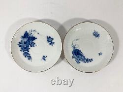 5x Royal Copenhagen Blue Flower 1870 Gold Rim Coffee Cups & Saucers Set