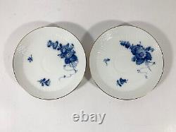 5x Royal Copenhagen Blue Flower 1870 Gold Rim Coffee Cups & Saucers Set
