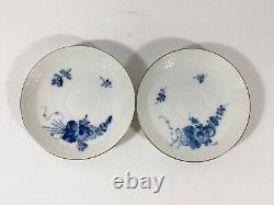 5x Royal Copenhagen Blue Flower 1870 Gold Rim Coffee Cups & Saucers Set