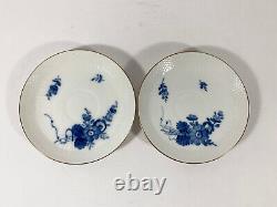 5x Royal Copenhagen Blue Flower 1870 Gold Rim Coffee Cups & Saucers Set
