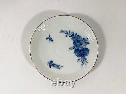 5x Royal Copenhagen Blue Flower 1870 Gold Rim Coffee Cups & Saucers Set