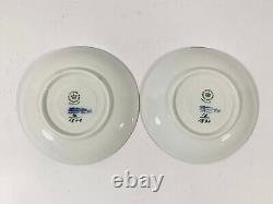 5x Royal Copenhagen Blue Flower 1870 Gold Rim Coffee Cups & Saucers Set