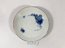 5x Royal Copenhagen Blue Flower 1870 Gold Rim Coffee Cups & Saucers Set