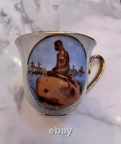 6 1940 1950 WALDERSHOF GOLD DEMITASSE Tea Coffee CUP SAUCER SET DANMARK VTG LOT