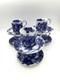 6 Alfred Meakin Flow Blue & Gold Harvest Cups & Saucers Demitasse 3 Oz
