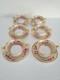 6 Antique Copeland Spode Bouillon Cups & Saucers Pink Roses Gold Trim