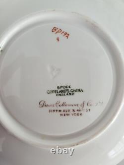 6 Antique COPELAND SPODE Bouillon Cups & Saucers PINK ROSES Gold Trim
