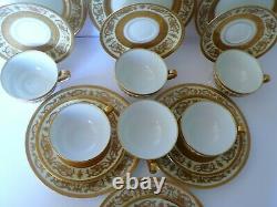 6 Antique Haviland Limoges Raised Gold Cups & Saucers Dessert Plates Trios