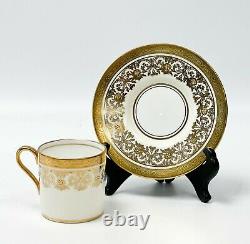 6 Aynsley England Porcelain Demitasse Cup & Saucers in Kenilworth Ivory c. 1940