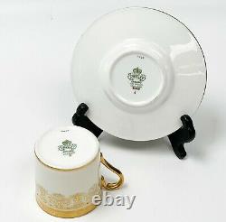 6 Aynsley England Porcelain Demitasse Cup & Saucers in Kenilworth Ivory c. 1940