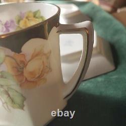 6 CS Prussia Carl Schlegelmilch Gold Gilt Floral Tea Cups & Saucers 1882-1912