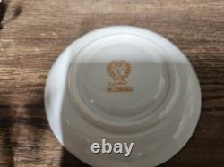 6 Crown Staffordshire Egg Shell espresso cups, saucers, sterling holders, spoons