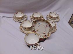 (6) Dresden Schumann Bavaria Bouillion Cups & Saucers double handle soup gold