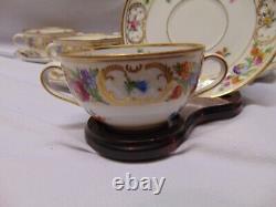 (6) Dresden Schumann Bavaria Bouillion Cups & Saucers double handle soup gold