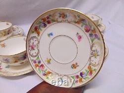 (6) Dresden Schumann Bavaria Bouillion Cups & Saucers double handle soup gold