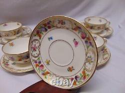 (6) Dresden Schumann Bavaria Bouillion Cups & Saucers double handle soup gold