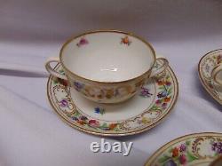 (6) Dresden Schumann Bavaria Bouillion Cups & Saucers double handle soup gold