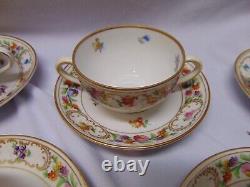 (6) Dresden Schumann Bavaria Bouillion Cups & Saucers double handle soup gold