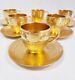 6 Etched Water Lily Gold Dipped Osborne Studios Demi. Cup & Saucers