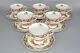 6 Foley Florence Teacups & Saucers Pink Cabbage Roses Scallop Gold Gilded Rim