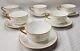 6 French Limoges Fine Porcelain Cups & Saucers Gold Detail On White Background