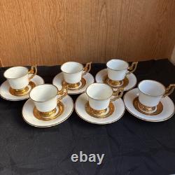 (6) H&C Selb Bavaria Heinrich Demitasse Espresso Cups & Saucers Gold Encrusted