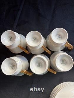 (6) H&C Selb Bavaria Heinrich Demitasse Espresso Cups & Saucers Gold Encrusted