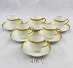 6 L. Bernardaud & Co Limoges Gold Band Greek Key Demitasse Cups & Saucers