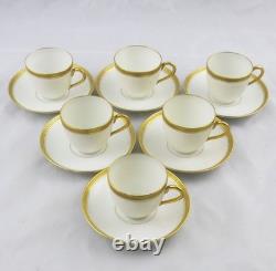 6 L. Bernardaud & Co Limoges Gold Band Greek Key Demitasse Cups & Saucers