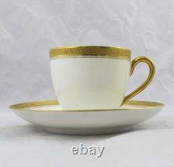 6 L. Bernardaud & Co Limoges Gold Band Greek Key Demitasse Cups & Saucers