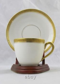 6 L. Bernardaud & Co Limoges Gold Band Greek Key Demitasse Cups & Saucers