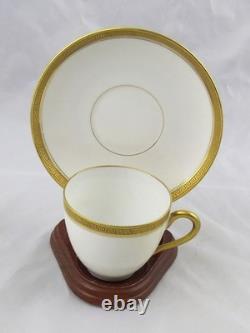 6 L. Bernardaud & Co Limoges Gold Band Greek Key Demitasse Cups & Saucers