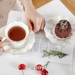 6-Piece Luxury Tea Cup Set with Golden Trim British Royal Porcelain