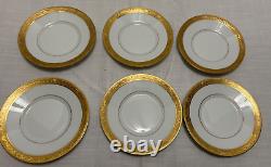 6 Raynaud Limoges AMBASSADOR Coffee or Tea SAUCERS Only Gold Encrusted 5 3/4