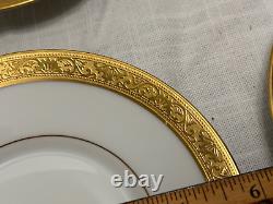 6 Raynaud Limoges AMBASSADOR Coffee or Tea SAUCERS Only Gold Encrusted 5 3/4