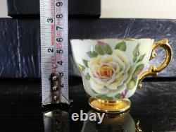 6 Regency cabbage rose heavily gold gilded 1930s tea cups & saucers